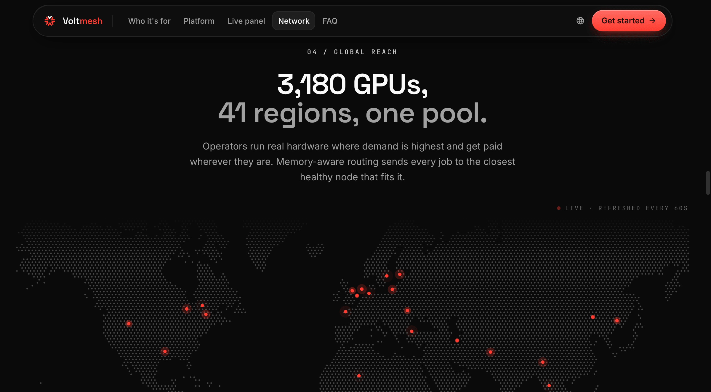 The global network story presented as a regional coverage map.